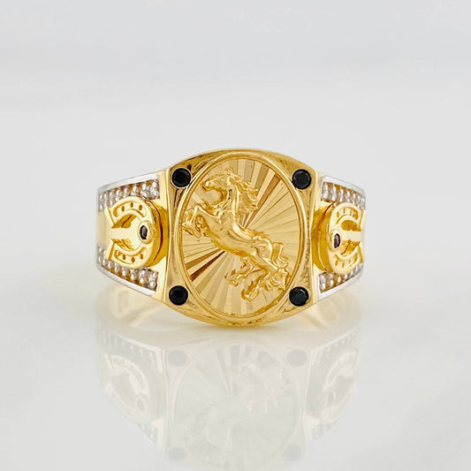 Anillo Caballo 6.1g / T10 1/2 Dos Oros Amarillo Blanco 18K