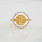 Saint Benedict Ring 3.4g / T7 1/2 Two Golds Yellow White 18K