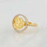 Saint Benedict Ring 3.4g / T7 1/2 Two Golds Yellow White 18K