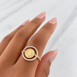 Saint Benedict Ring 3.4g / T7 1/2 Two Golds Yellow White 18K
