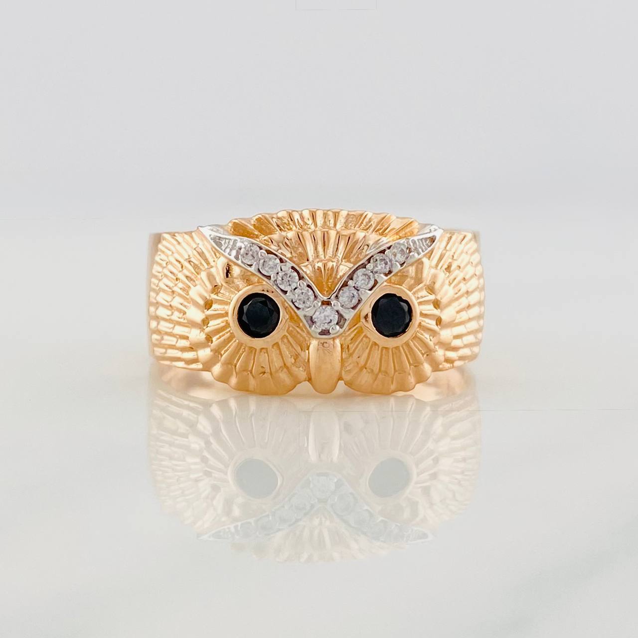 Owl Ring 5.05g / T11 1/2 Two-Tone White Rose 18K