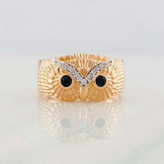 Anillo Búho 5.05g / T11 1/2 Dos Oros Blanco Rosa 18K
