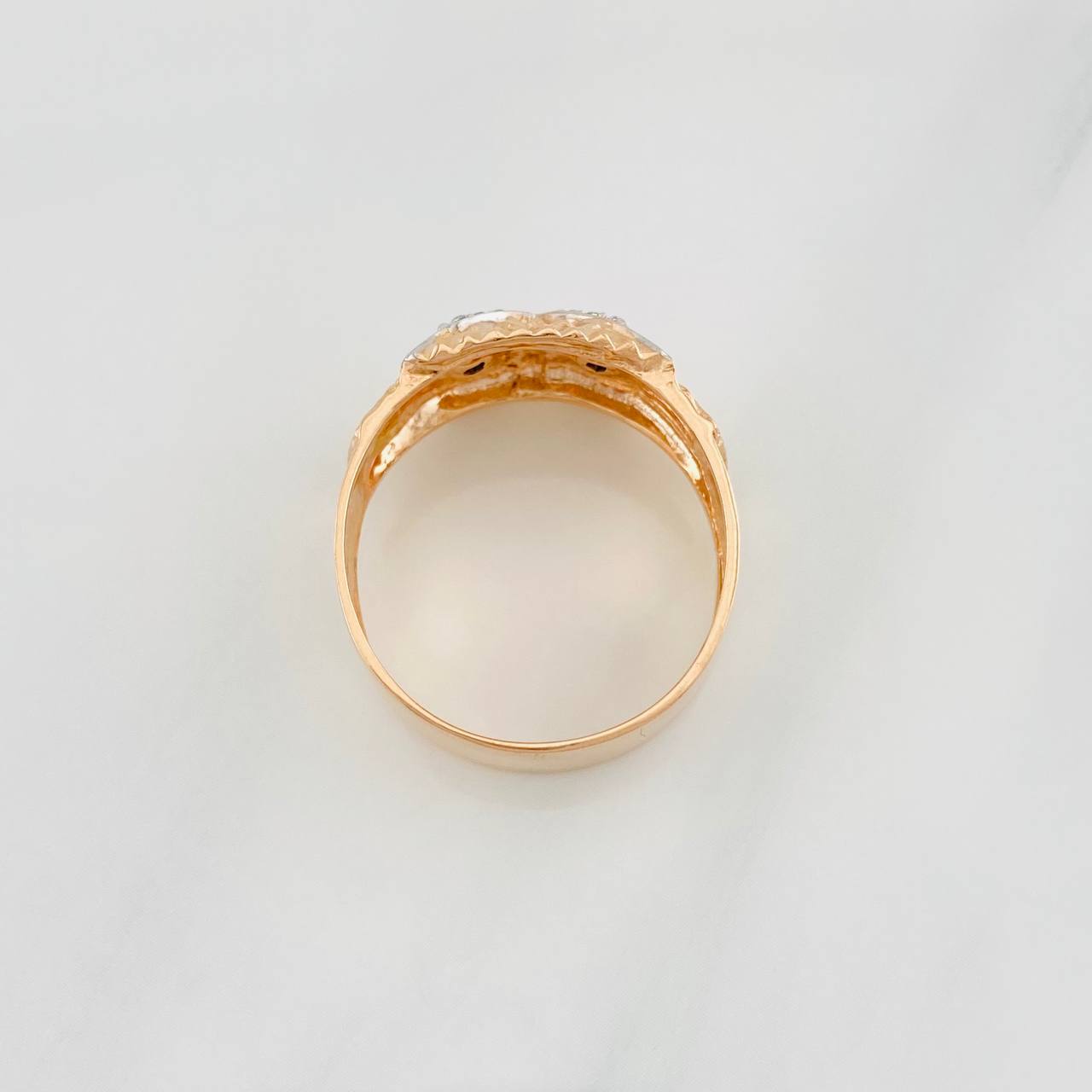 Owl Ring 5.05g / T11 1/2 Two-Tone White Rose 18K