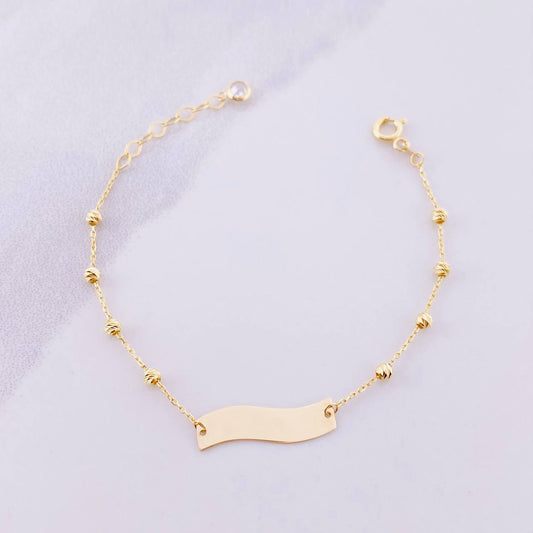 Pulso Placa Curva 1.4g / 5 1/4 in / 2.5mm Oro Amarillo 18K