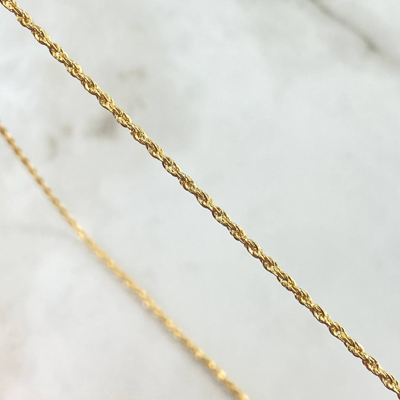Set Cadena Lazo 1gr / 50cm / 1.2mm + Dije San Miguel Arcangel 0.4gr / 1.5cm Mate 1.4gr Oro Amarillo 18K (Oferta) *