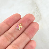 Pendant Partial Butterfly 0.4gr / 1cm / Fuchsia and White Zircons 18K Yellow Gold ©
