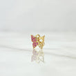 Pendant Partial Butterfly 0.4gr / 1cm / Fuchsia and White Zircons 18K Yellow Gold ©