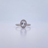 Oval Ring 1.8gr / T6 1/2 / White Zircons 18K White Gold &