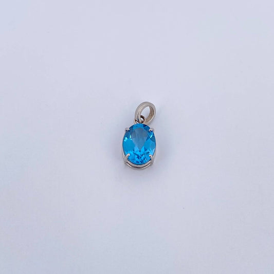 Pendant Oval 0.95gr / 1.4cm / Blue Zircon White Gold 18K &