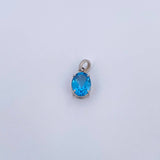 Pendant Oval 0.95gr / 1.4cm / Blue Zircon White Gold 18K &