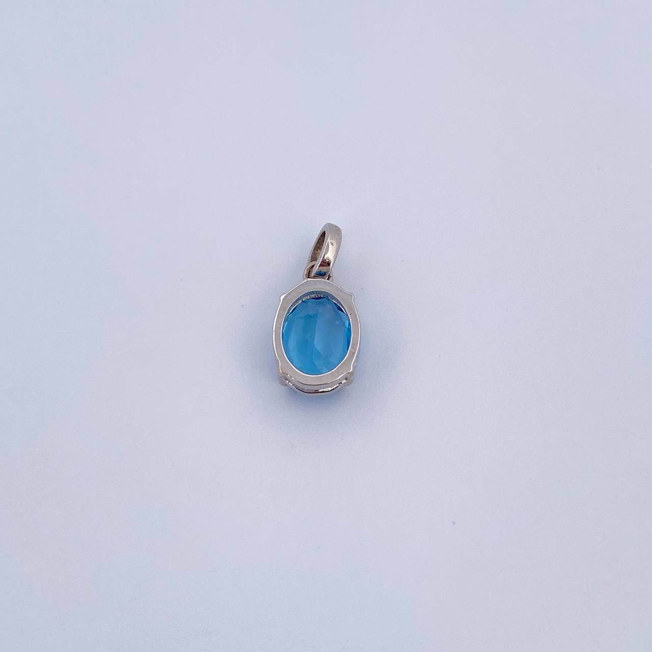 Pendant Oval 0.95gr / 1.4cm / Blue Zircon White Gold 18K &