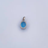 Pendant Oval 0.95gr / 1.4cm / Blue Zircon White Gold 18K &
