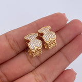 Topos Malla Oso Ts 4.7gr / 1.4cm / Circones Blancos Oro Amarillo 18K &