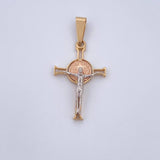 Pendant Cross Christ Saint Benedict 3.7gr / 4.4cm / Three 18K Gold $