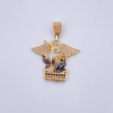 Pendant San Miguel Archangel 5.2gr / 3.5cm / Black and White Zircons Three 18K Golds $