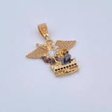 Pendant San Miguel Archangel 5.2gr / 3.5cm / Black and White Zircons Three 18K Golds $