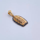 Pendant Virgin Guadalupe 5.9gr / 3.7cm / Black and White Zircons Two Yellows Black 18K $