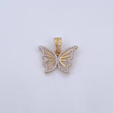 Dije Mariposa 3.15gr / 2.1cm / Circones Blancos Dos Oros Amarillo Blanco 18K $