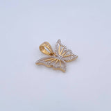 Dije Mariposa 3.15gr / 2.1cm / Circones Blancos Dos Oros Amarillo Blanco 18K $