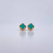 Stud Earrings Clover VCyA 2gr / Aquamarine Stone 18K Yellow Gold $