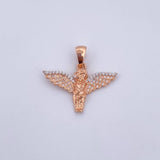 Pendant Angel 2.65gr / 2.4cm / White Zirconia Two-tone White and Rose Gold 18K $