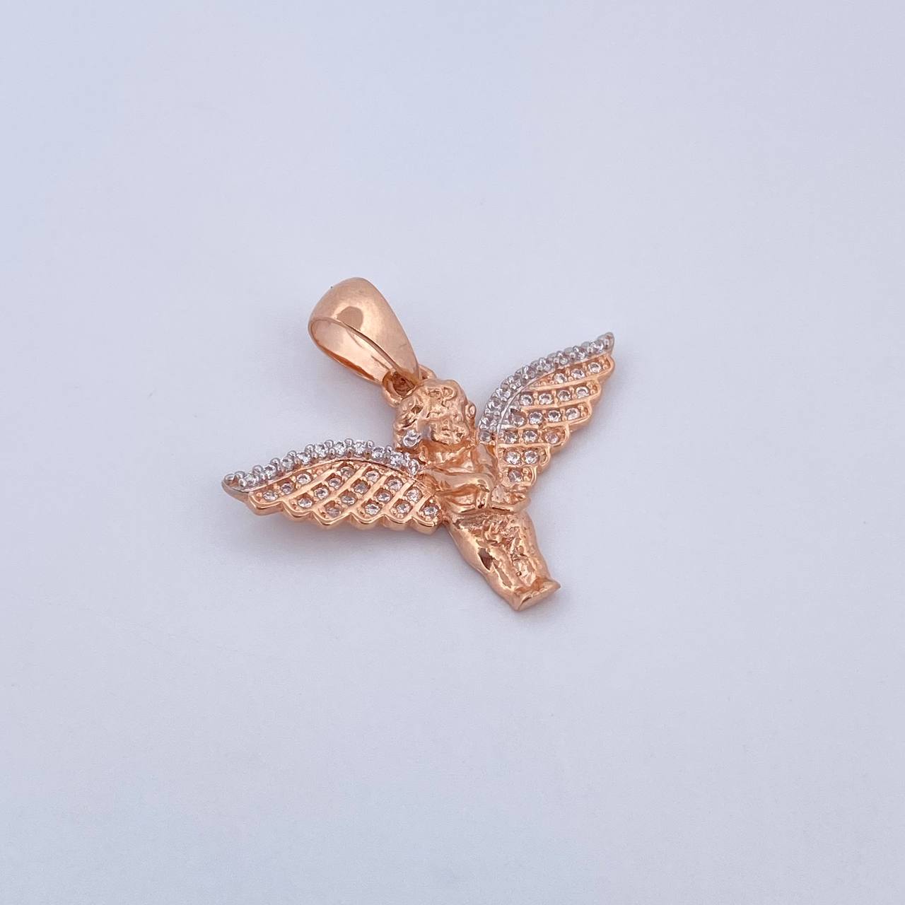 Pendant Angel 3.1gr / 2.5cm / White Zirconia Two-tone White and Rose Gold 18K $