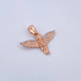 Pendant Angel 3.1gr / 2.5cm / White Zirconia Two-tone White and Rose Gold 18K $