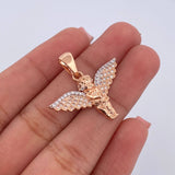 Pendant Angel 2.65gr / 2.4cm / White Zirconia Two-tone White and Rose Gold 18K $
