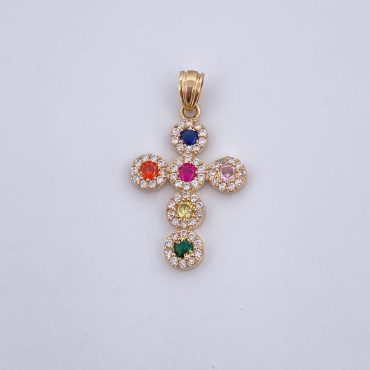 Dije Cruz Tupida 2.35gr / 3cm / Circones Colores Oro Amarillo 18K $