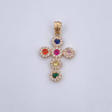 Dije Cruz Tupida 2.35gr / 3cm / Circones Colores Oro Amarillo 18K $