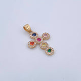 Dije Cruz Tupida 2.35gr / 3cm / Circones Colores Oro Amarillo 18K $