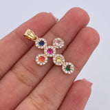 Dije Cruz Tupida 2.35gr / 3cm / Circones Colores Oro Amarillo 18K $