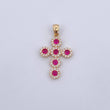 Dije Cruz Tupida 2.35gr / 3cm / Circones Fucsias Blancos Oro Amarillo 18K $