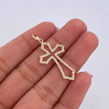 Pendant Gothic Cross Silhouette 1.65gr / 3.5cm / White Zircons 18K Yellow Gold $