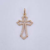 Pendant Gothic Cross Silhouette 1.65gr / 3.5cm / White Zircons 18K Yellow Gold $