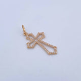 Pendant Gothic Cross Silhouette 1.65gr / 3.5cm / White Zircons 18K Yellow Gold $