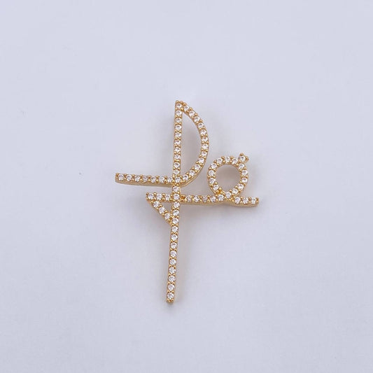 Dije Cruz Fe 2.95gr / 3.7cm / Circones Blancos Oro Amarillo 18K $
