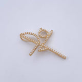 Dije Cruz Fe 2.95gr / 3.7cm / Circones Blancos Oro Amarillo 18K $