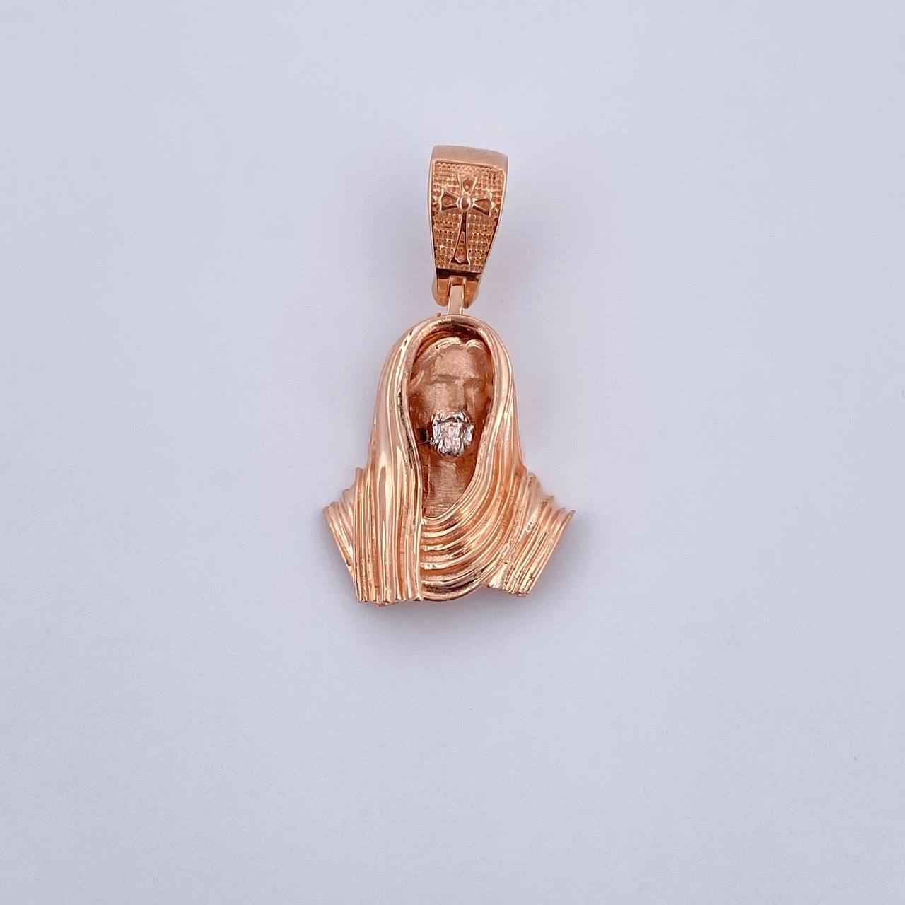 Pendant Christ Face 3.4gr / 2.6cm / Two-tone White and Rose 18K Gold $