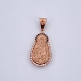 Pendant Virgin of Carmen 5.65gr / 3.1cm / Black and White Zircons 18K Rose Gold $