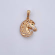 Pendant Horse 4.8gr / 2.8cm / Green and White Zircons Two 18K Yellow and White Gold $