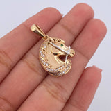 Pendant Horse 4.8gr / 2.8cm / Green and White Zircons Two 18K Yellow and White Gold $