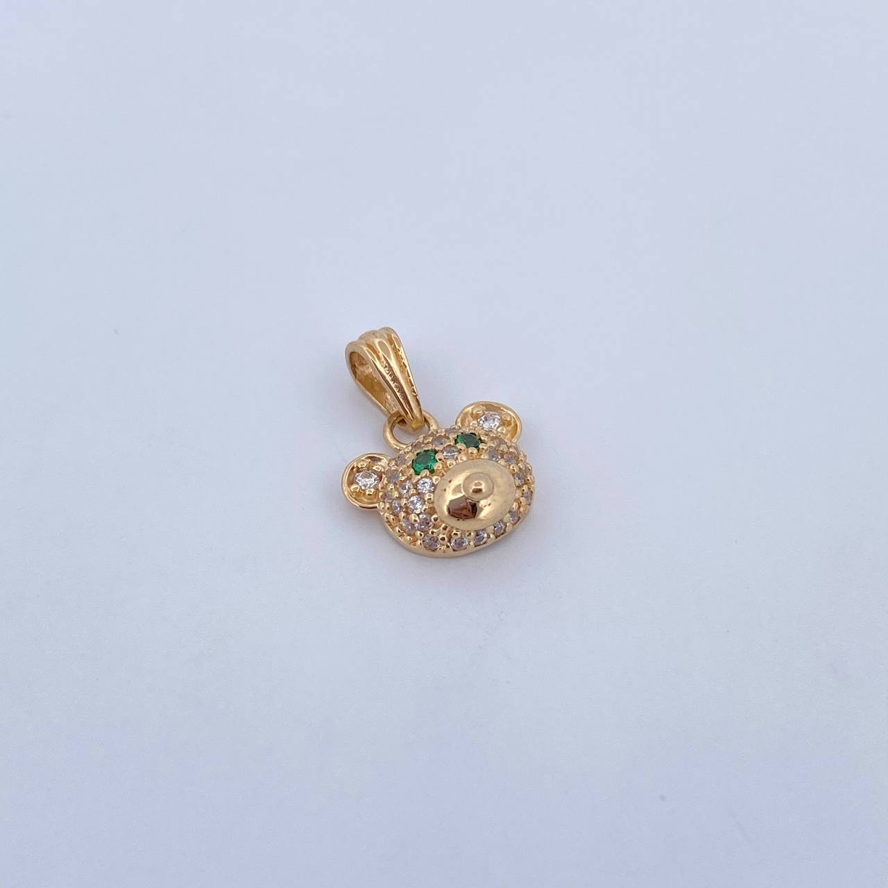 Dije Rostro Oso 1.55gr / 1.5cm / Circones Verde Blancos Oro Amarillo 18K $