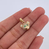 Dije Rostro Oso 1.55gr / 1.5cm / Circones Verde Blancos Oro Amarillo 18K $