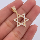Dije Estrella De David 2.25gr / 3cm / Circones Blancos Oro Amarillo 18K $
