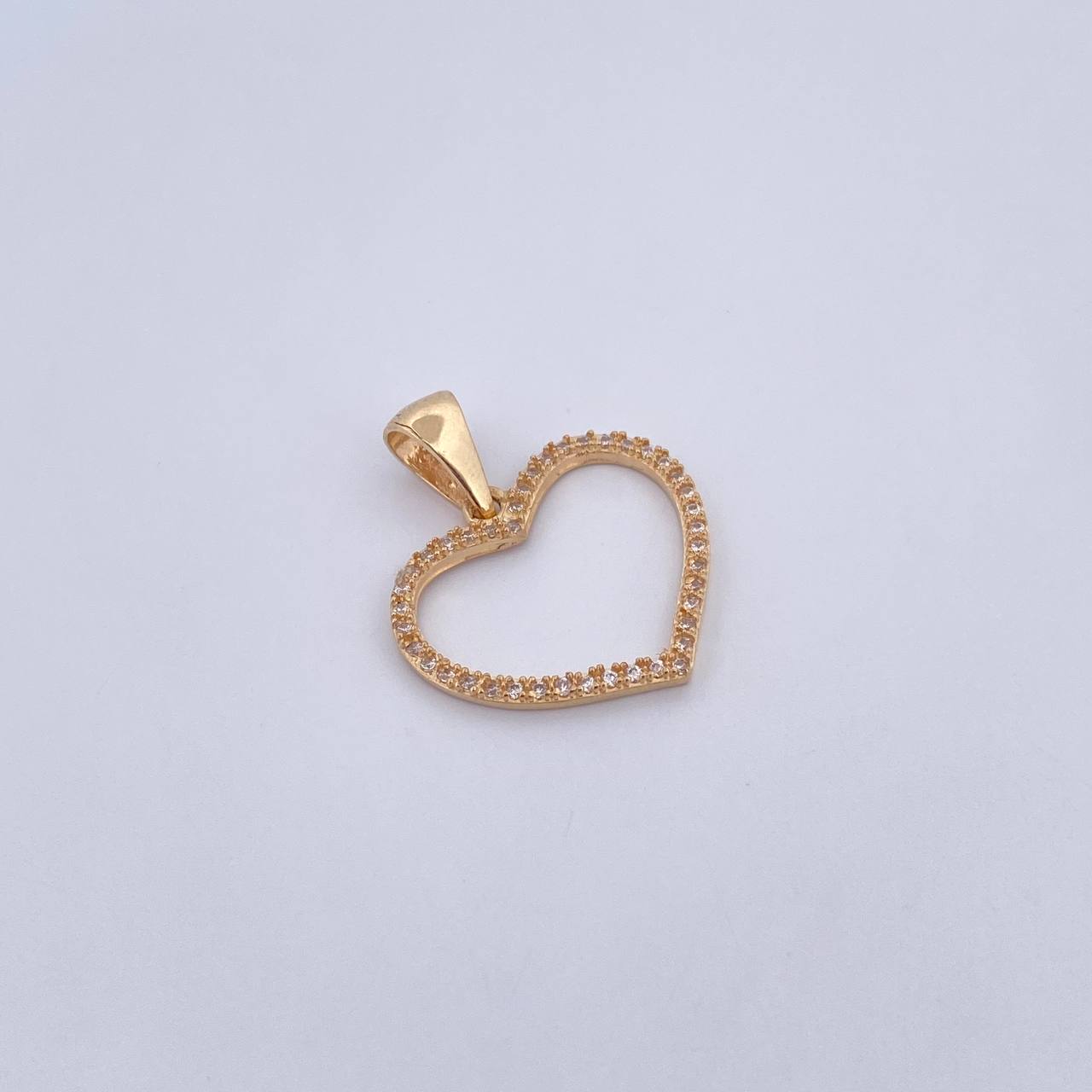 Pendant Heart Silhouette 1.7gr / 2.5cm / White Zirconia 18K Yellow Gold $
