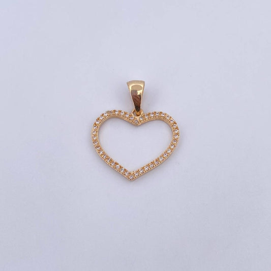 Pendant Heart Silhouette 1.7gr / 2.5cm / White Zirconia 18K Yellow Gold $