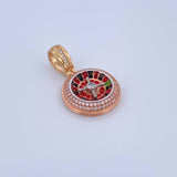 Dije Ruleta 6.4gr / 3cm / Circones Blancos Tres Oros 18K $