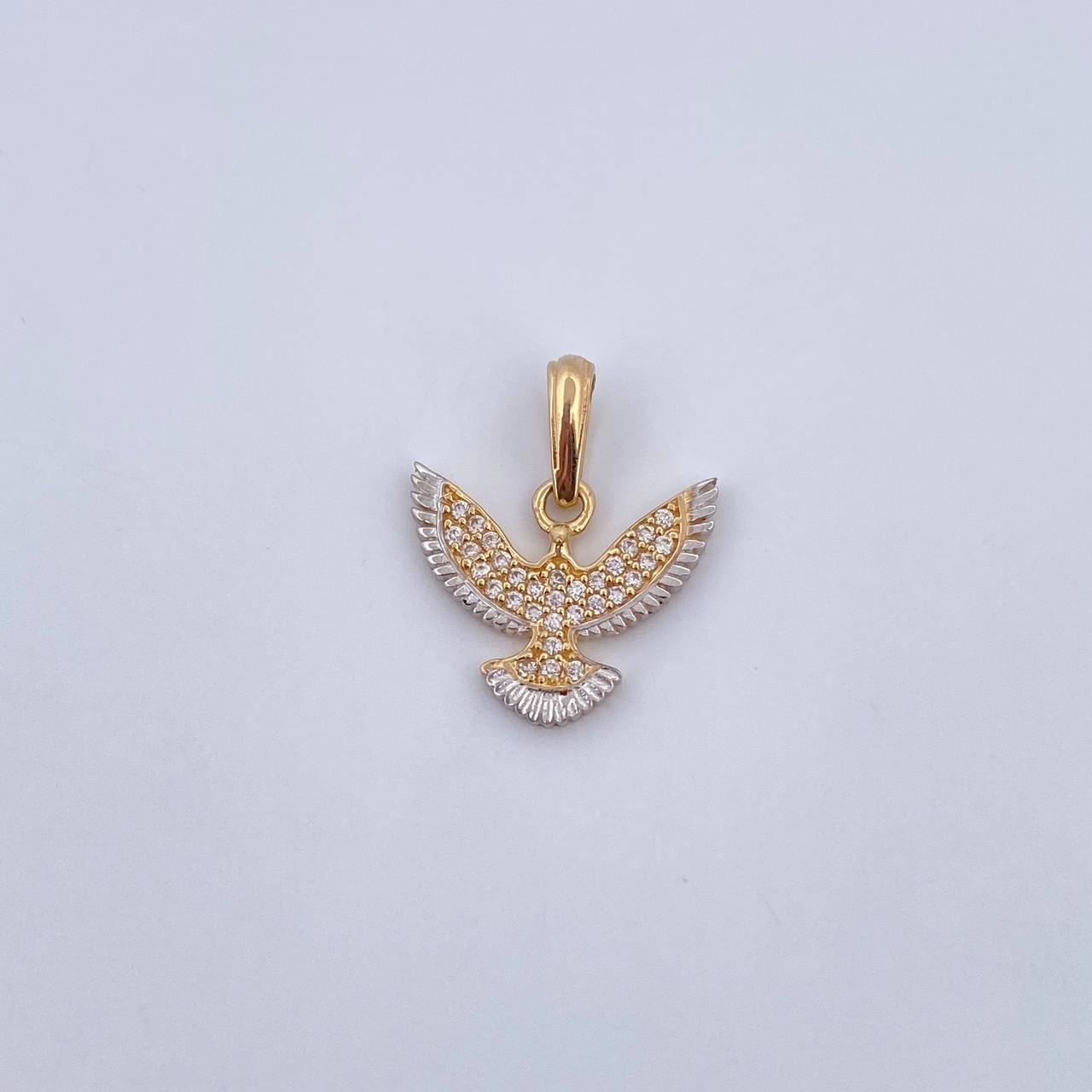 Pendant Bird 1.6gr / 1.9cm / White Zircons Two 18K Yellow White Gold $