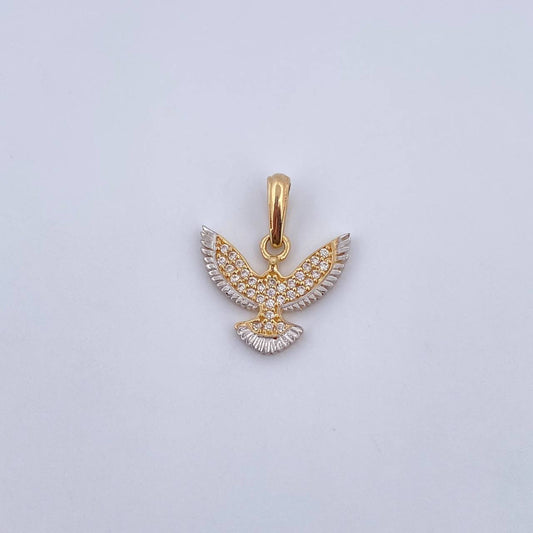 Pendant Bird 1.6gr / 1.9cm / White Zircons Two 18K Yellow White Gold $